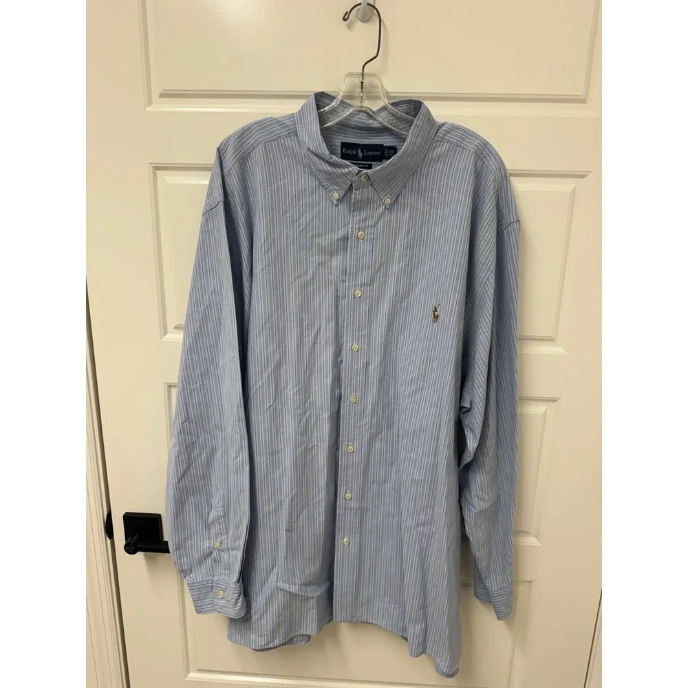 Polo Ralph Lauren Mens 3XB Blue White Striped Oxford Button Down Classic Shirt